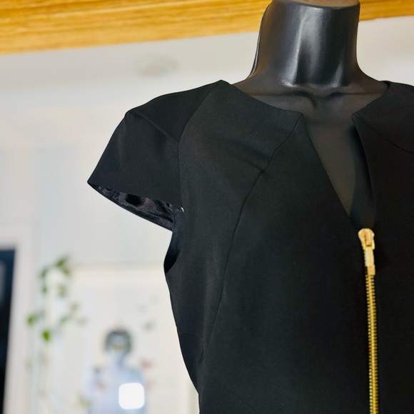 TED BAKER- NWOT- Black Zip-Front Sheath Dress | Size 1 | Tailored & Elegant - Picture 6 of 9